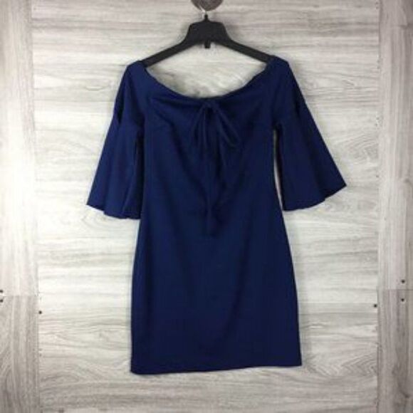 Trina Turk Blue Off The Shoulder Halter Mini Dress size 4 - Picture 5 of 7